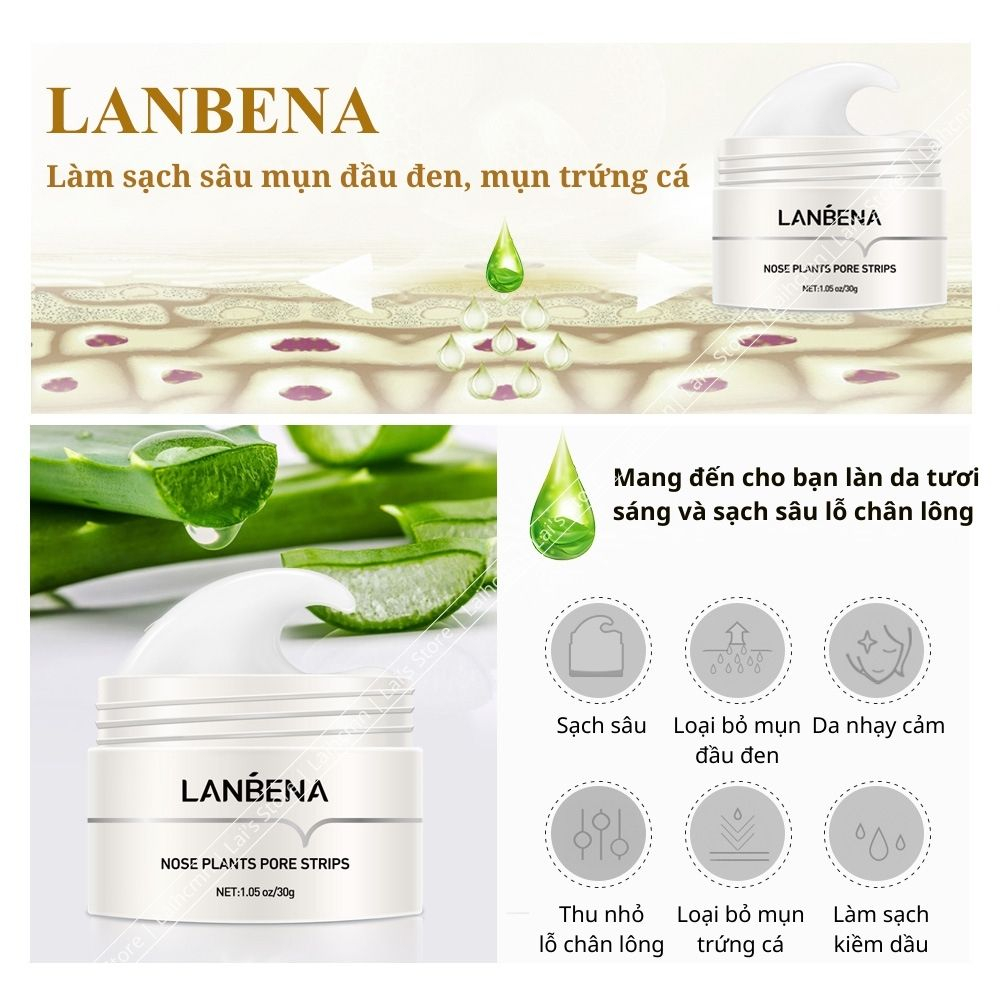 Mặt Nạ Lột Mụn Đầu Đen LANBENA Tặng Kèm 60 Miếng Giấy Lột Mụn Loại Bỏ Mụn Đầu Đen Hiệu Quả Sạch Sâu Se Khít Lỗ Chân Lông