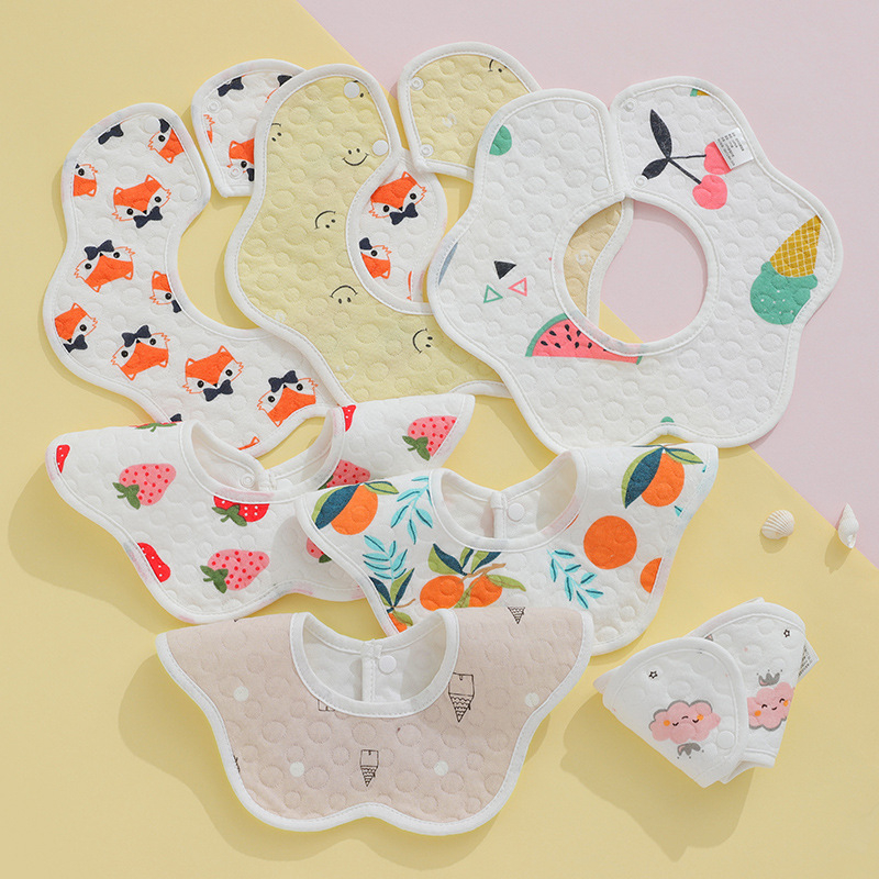 Yếm tròn 360 chống thấm cotton 4 lớp cao cấp bé trai bé gái - yếm ăn dặm