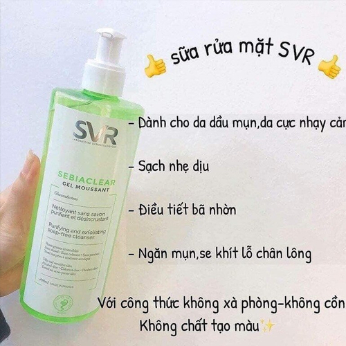 Sữa Rửa Mặt S.V-R Sebiaclear Dành cho da dầu mụn Gel Moussant 400ml mẫu mới | BigBuy360 - bigbuy360.vn