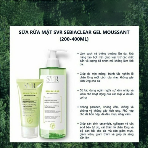 Sữa Rửa Mặt S.V-R Sebiaclear Dành cho da dầu mụn Gel Moussant 400ml mẫu mới | BigBuy360 - bigbuy360.vn
