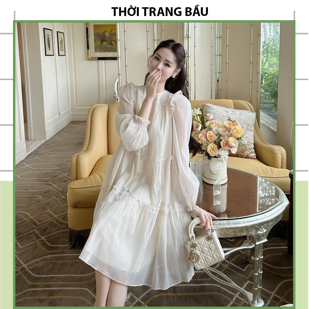 VÁY ĐẦM BẦU ĐI TIỆC CƯỚI CỰC XINH-ĐẦM BẦU THIẾT KẾ FRESIZE DÁNG TIỂU CỰC SANG THƯ ĐI LÀM ĐI CHƠI VẢI VOAN TƠ MỀM