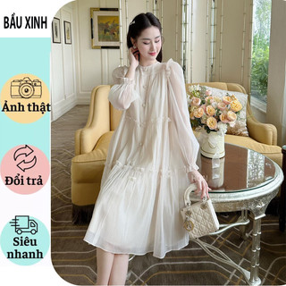 [V440 BẦU XINH] VÁY ĐẦM BẦU TIỂU THƯ BÁNH BÈO CỰC XINH-VÁY BẦU THIẾT KẾ BABAYDOLL FRESIZE MẶC ĐI LÀM ĐI TIỆC CƯỚI SANG