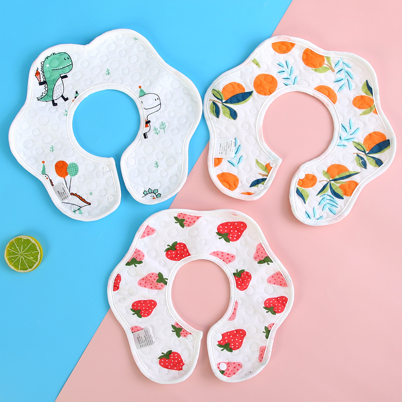 Yếm tròn 360 chống thấm cotton 4 lớp cao cấp bé trai bé gái - yếm ăn dặm