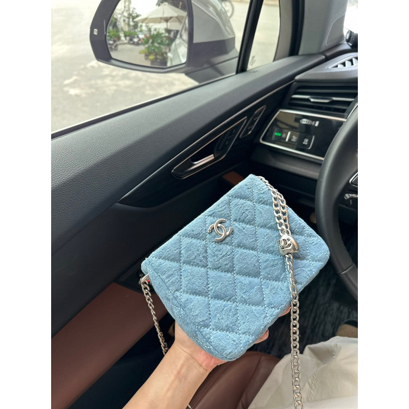 Túi đeo chéo Cha.nel hobo chất vải denim size 20cm fullbox