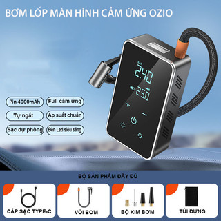Bơm lốp ô tô mini cầm tay OZIO , bơm lốp điện tử không dây tự động ngắt màn hình cám ứng siêu nhậy