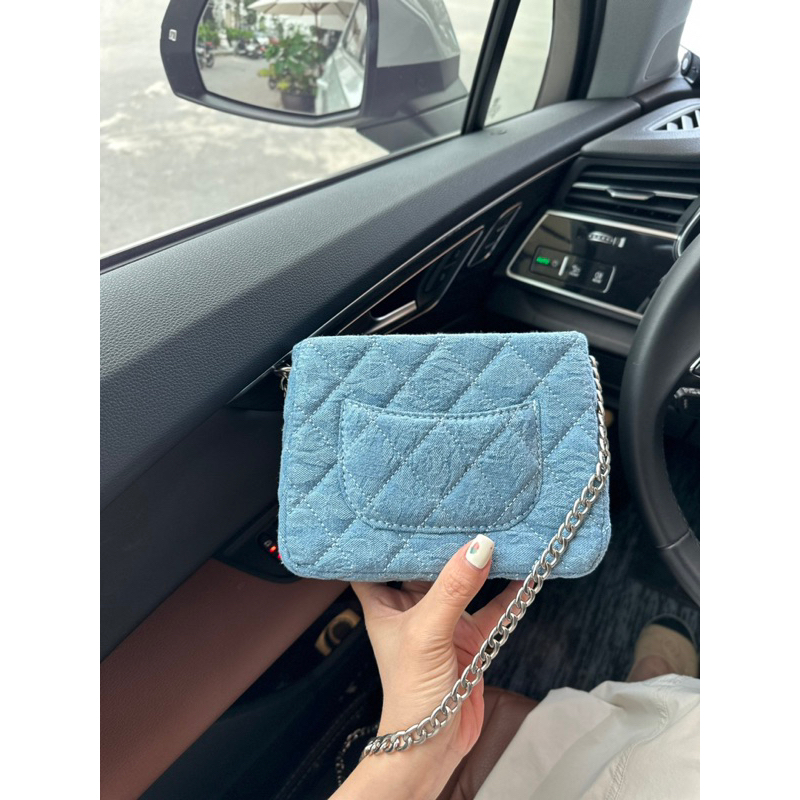Túi đeo chéo Cha.nel hobo chất vải denim size 20cm fullbox