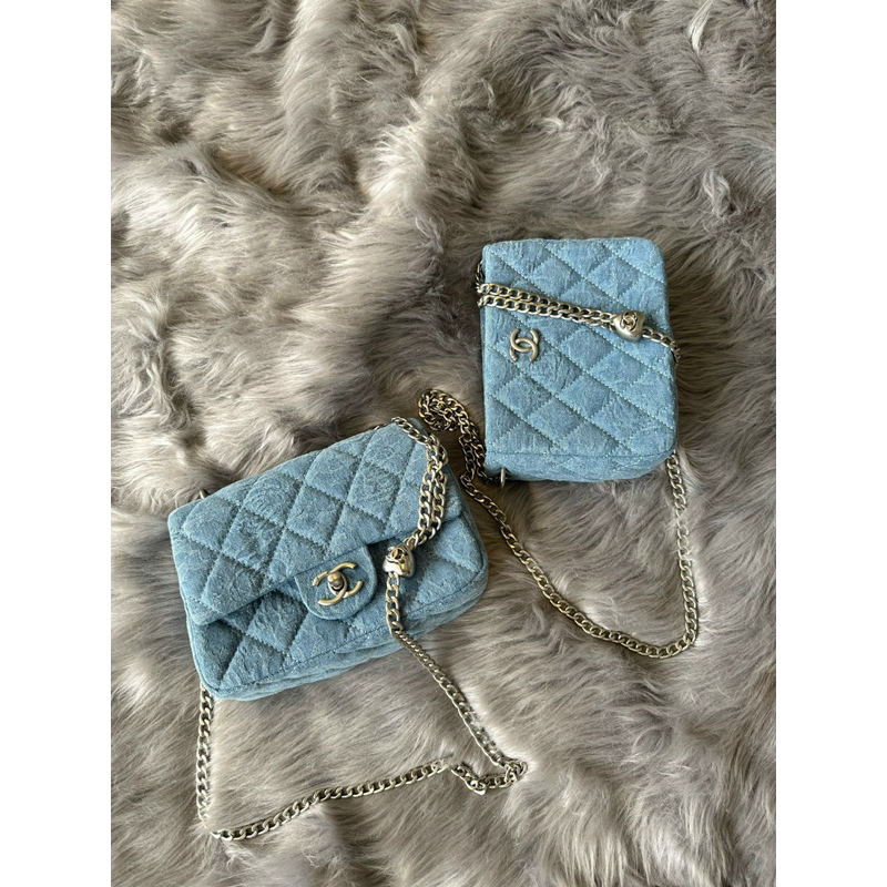 Túi đeo chéo Cha.nel hobo chất vải denim size 20cm fullbox