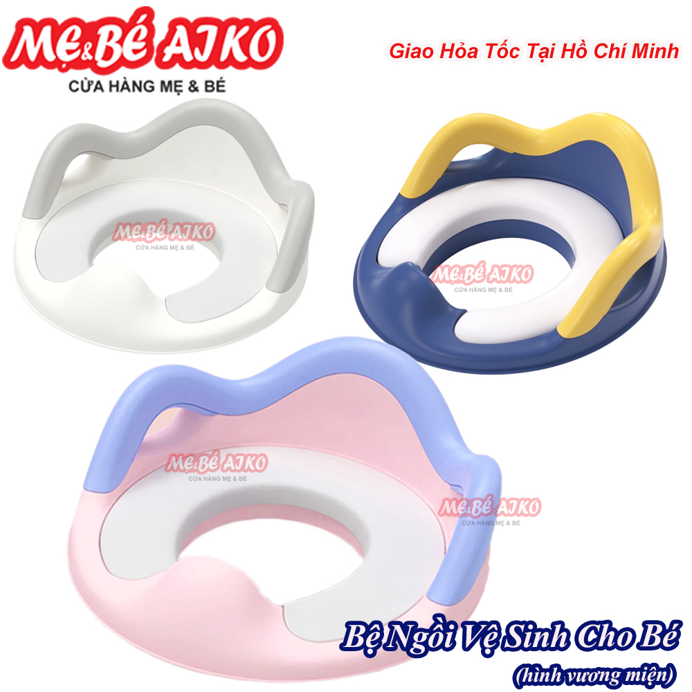 Bệ Thu Nhỏ Bồn Cầu SASA Vương Miệng, Ghế, Bệ Ngồi Tập Đi Vệ Sinh Có Đệm, Tay Cầm Và Tựa Lưng Cho Bé Trai Và Bé Gái