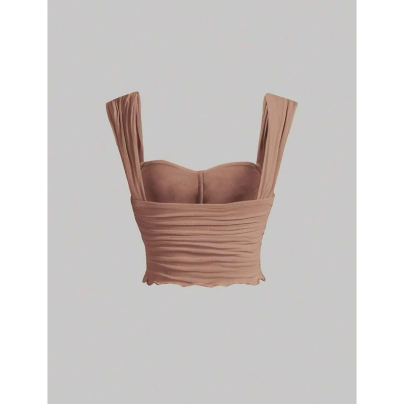 Áo 2 dây quai to thun lưới dúm ngực gấu bèo - 7 màu