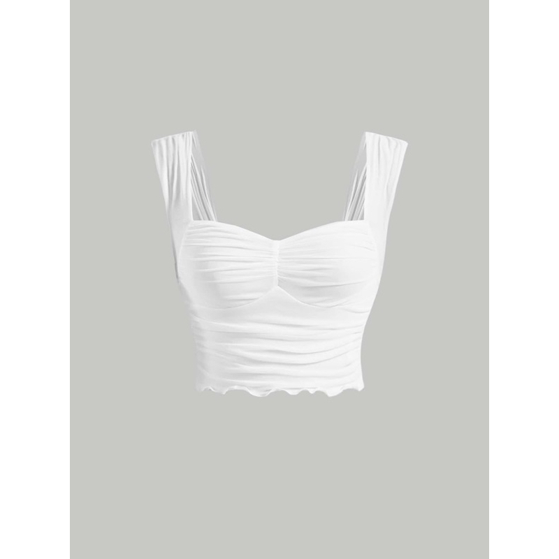 Áo 2 dây quai to thun lưới dúm ngực gấu bèo - 7 màu