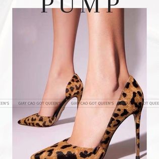 GIÀY cao gót HỞ EO DA BEO, chất liệu cao cấp, họa tiết da beo