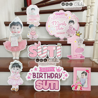 Combo hình chibi sinh nhật bảng tên welcome sinh nhật, hình chibi trang trí sinh nhật thiết kế riêng theo mỗi bé