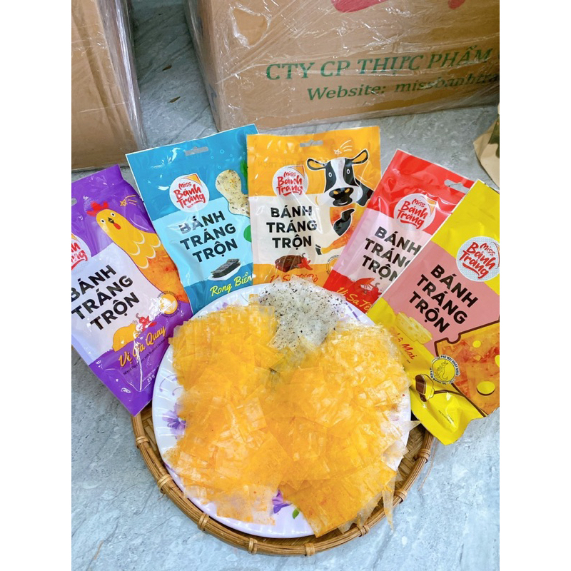 10 Gói Bánh tráng trộn 6 vị bánh tráng gà - bò - tôm - rong biến - chanh sả - phô mai Ăn cùng Bà Kim AVBAKI