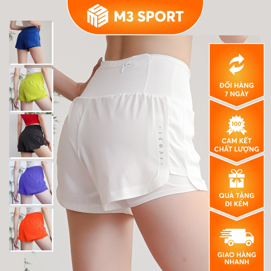 Quần Short Thể Thao Nữ Cạp Legging Để Điện Thoai Chạy Bộ Đạp Xe Quần Đùi 2 Lớp Tập Gym Yoga Thoáng Khí Nhanh Khô DK686