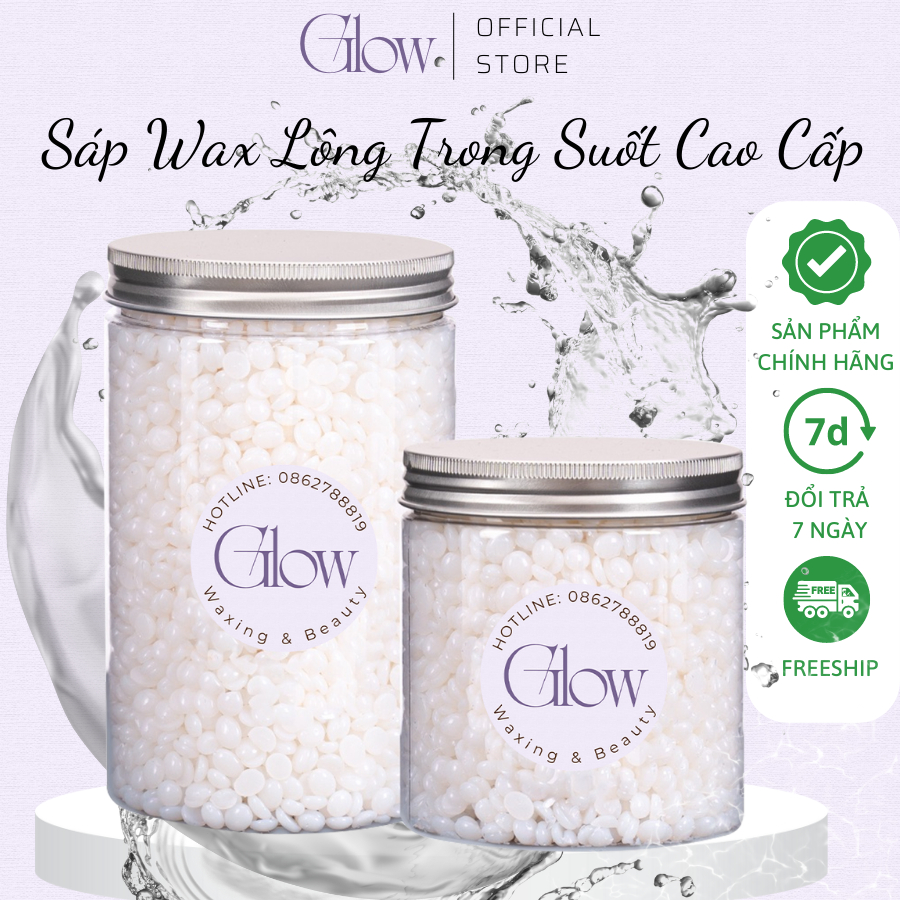 Sáp Wax Lông Nóng Trong Suốt GLOW WAXING Cao Cấp Bám Lông Tốt Hương Thơm Nhẹ Nhàng Tặng Que Phết Sáp CHE TÊN SẢN PHẨM