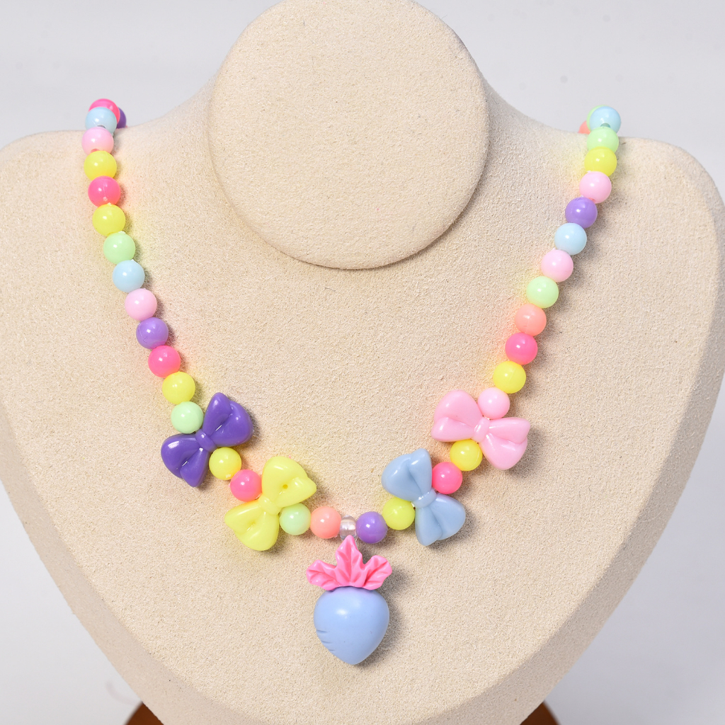 Vòng Cổ Hạt Nhựa Acrylic Họa Tiết Dễ Thương, Bộ Vòng Xâu Hạt Cho Bé