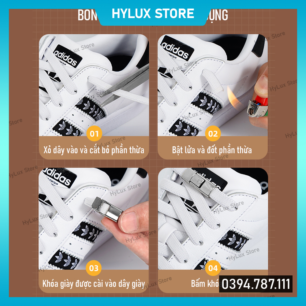 Dây Giày Móc Khóa Cài Co Giãn 8mm Không Cần Buộc Dây - Dây Giày Thông Minh