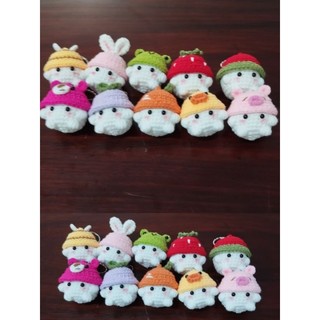 Móc khoá nấm, mèo, thỏ bằng len handmade