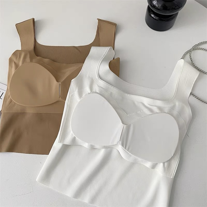 Áo bra su tăm nữ có đệm ngực, áo 2 dây bản to dáng ngắn croptop mềm mát form ôm gon trơn basic thời trang hot trend