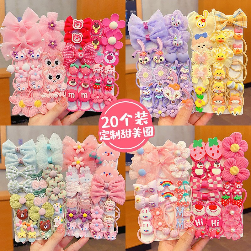 Sét 20 Dây Buộc Tóc Cao Su Co Giãn Tốt Không Đau Cho Bé Gái_shoppe mall