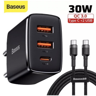 Củ sạc nhanh 30w baseus 3 cổng typec/ usb hỗ trợ qc4.0/pd3.0