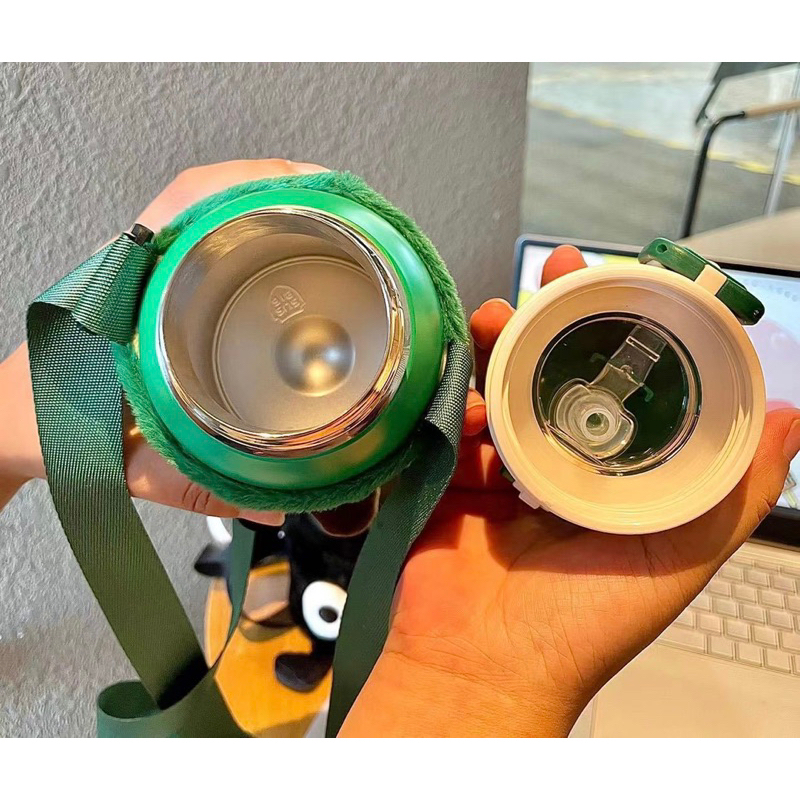 Bình nước giữ nhiệt Eye dung tích 500ml kèm túi đeo đáng yêu dễ thương cao cấp