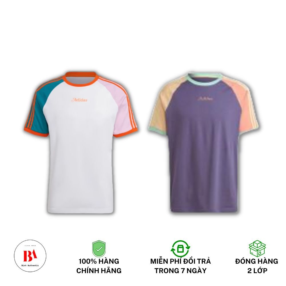 Chính Hãng Áo Thun Adidas ENJOY SUMMER RAGLAN TEE Tím IT8189 v Trắng IT8190