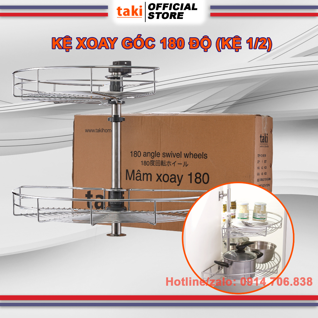 Kệ Xoay 180 Độ, Kệ 1/2 Lắp Góc Tủ Bếp Dưới Inox Cao Cấp - Bảo Hành Dài Hạn