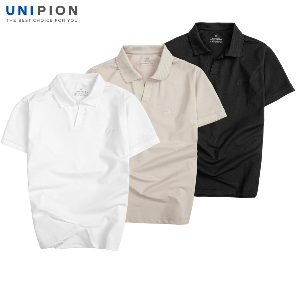 Áo thun nam có cổ, Áo polo nam cổ chữ V chất vải cá sấu Cotton CVC cao cấp co giãn thoáng mát - AT171