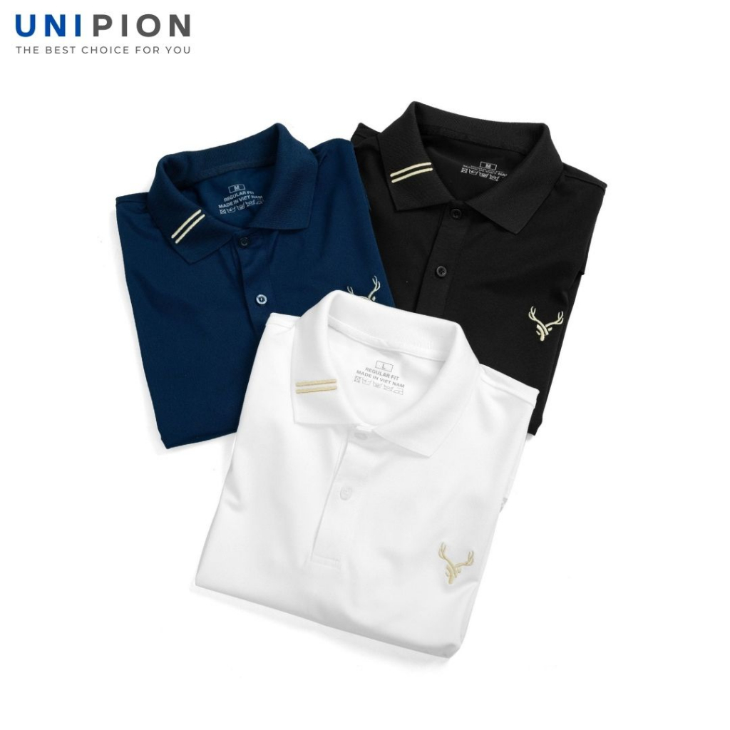 Áo polo nam UNIPION thấm hút mô hôi, kiểu dáng trẻ trung, họa tiết lịch thiệp -  AT173