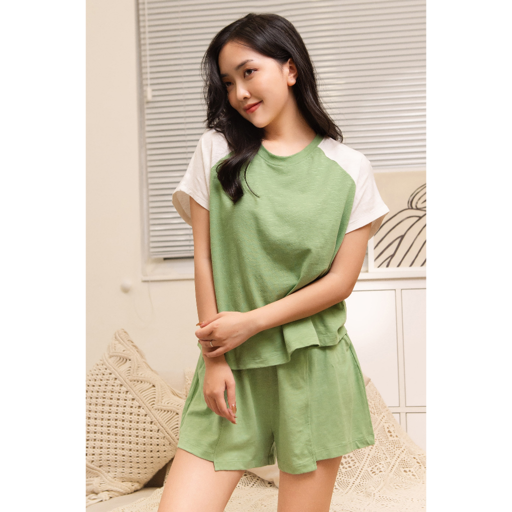 Đồ Bộ Nữ MARINA NGUYỄN, Cổ tròn, Tay Ngắn, Vải Cotton xước, Thoáng Mát 323-019