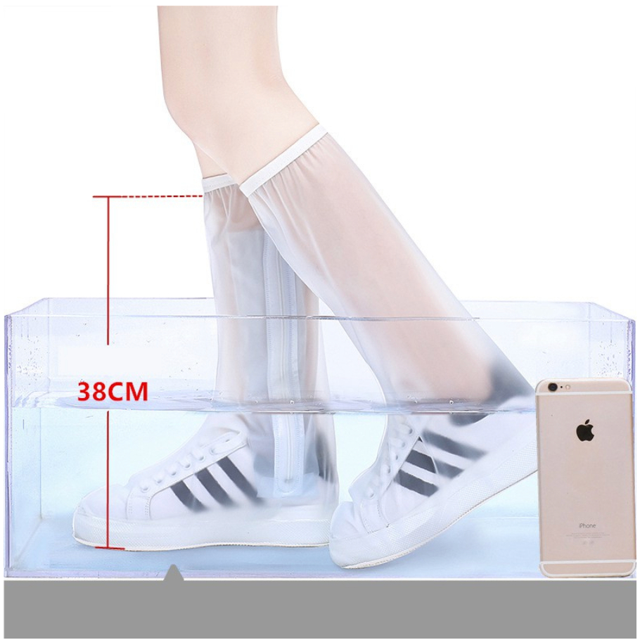 Giày Đi Mưa Chống Trượt, Ủng Chống Nước Cao Cổ 2 Lớp Phong Cách Tiện Dụng
