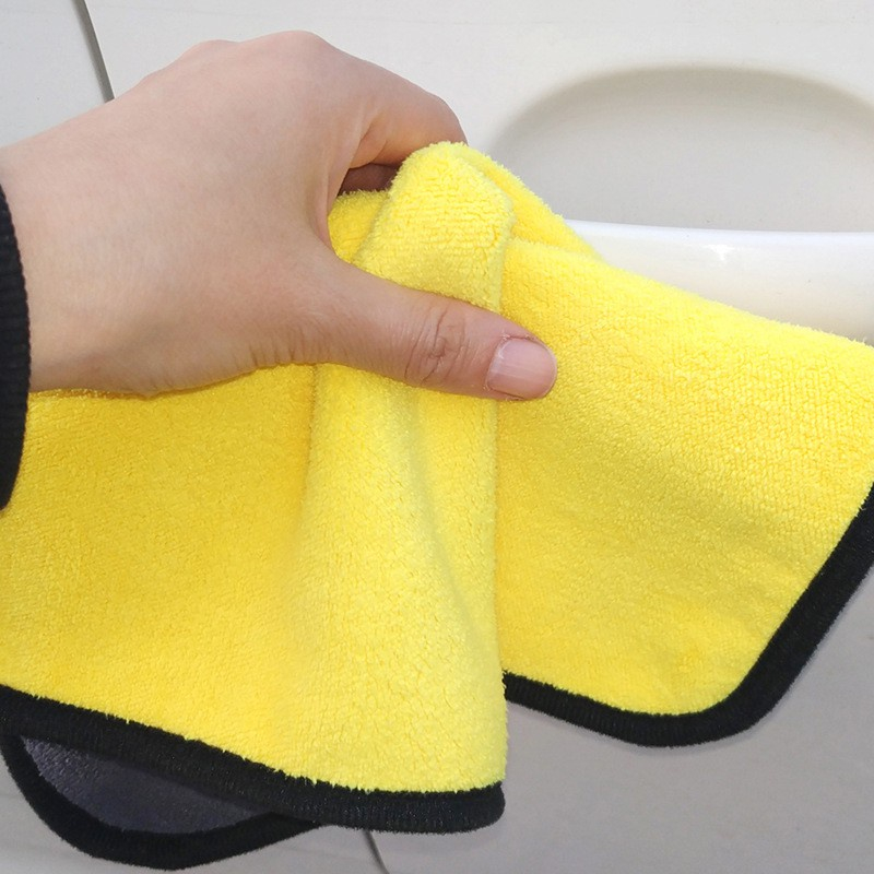 Khăn Lau Ô Tô, Khăn Lau Xe Hơi 2 Mặt Vàng-Xám Siêu Thấm Cực Dày Không Đổ Lông 30x30