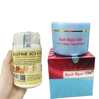Combo Kem Body Bạch Ngọc Liên Và Kem Kích Trắng Abutine 3C3 trắng nhanh