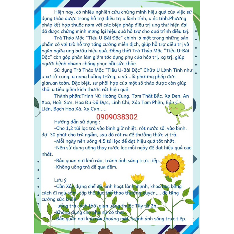 Trà tiêu u, làm nhỏ kích thước khối u - 40 túi lọc