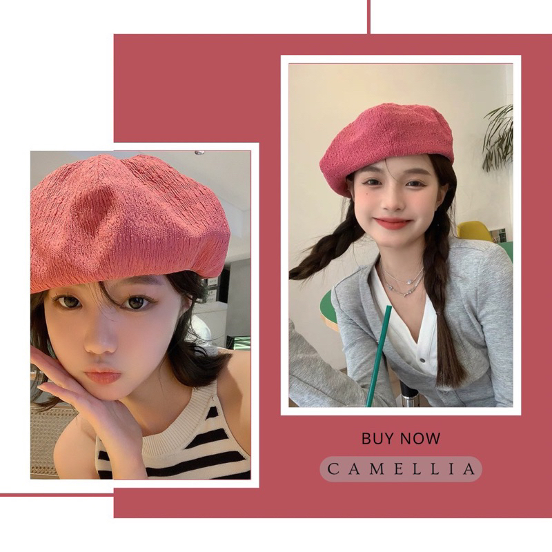 Mũ nồi baby trơn bo chun siêu xinh phong cách Retro Hàn Quốc trendy 2023
