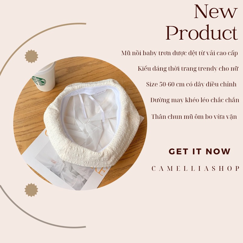 Mũ nồi baby trơn bo chun siêu xinh phong cách Retro Hàn Quốc trendy 2023