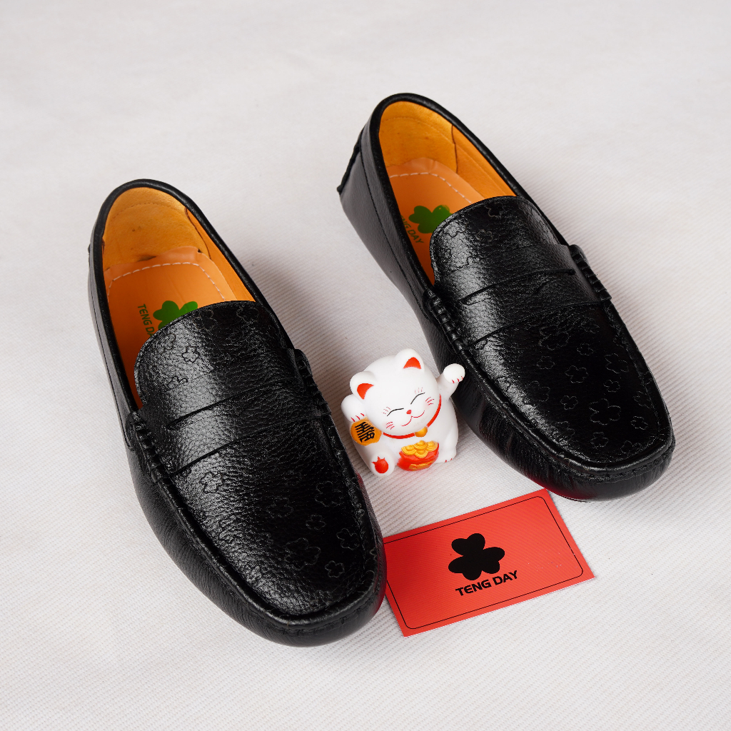 Giày Lười Nam Máy Đế Thời Trang - Đế Cao Su Da Bò Thật, Sang Trọng. Tengday Vietnam - Màu đen, nâu, xanh, vàng