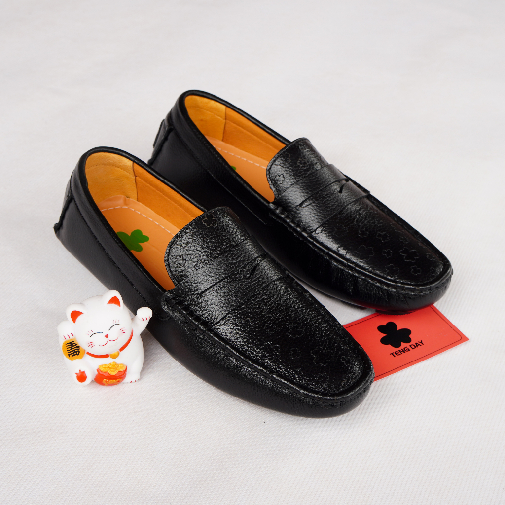 Giày Lười Nam Máy Đế Thời Trang - Đế Cao Su Da Bò Thật, Sang Trọng. Tengday Vietnam - Màu đen, nâu, xanh, vàng