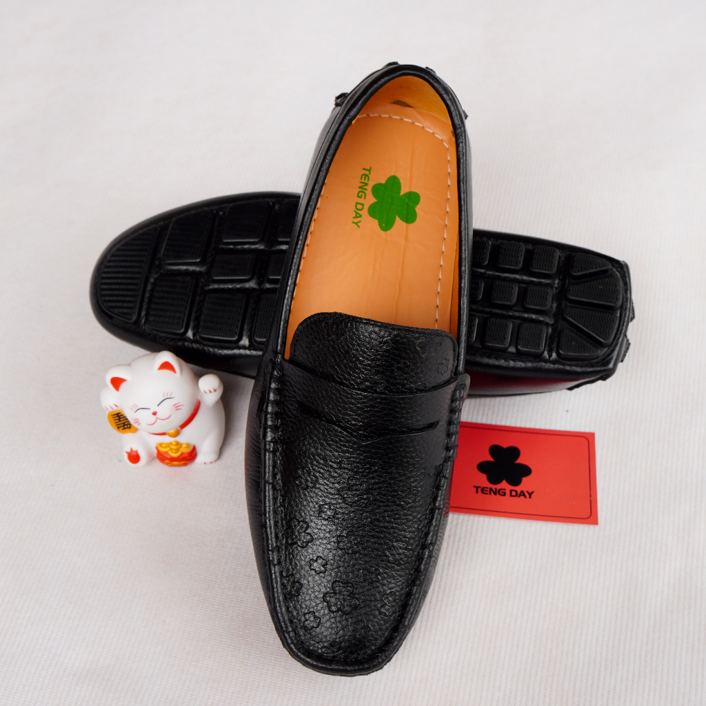 Giày Lười Nam Máy Đế Thời Trang - Đế Cao Su Da Bò Thật, Sang Trọng. Tengday Vietnam - Màu đen, nâu, xanh, vàng