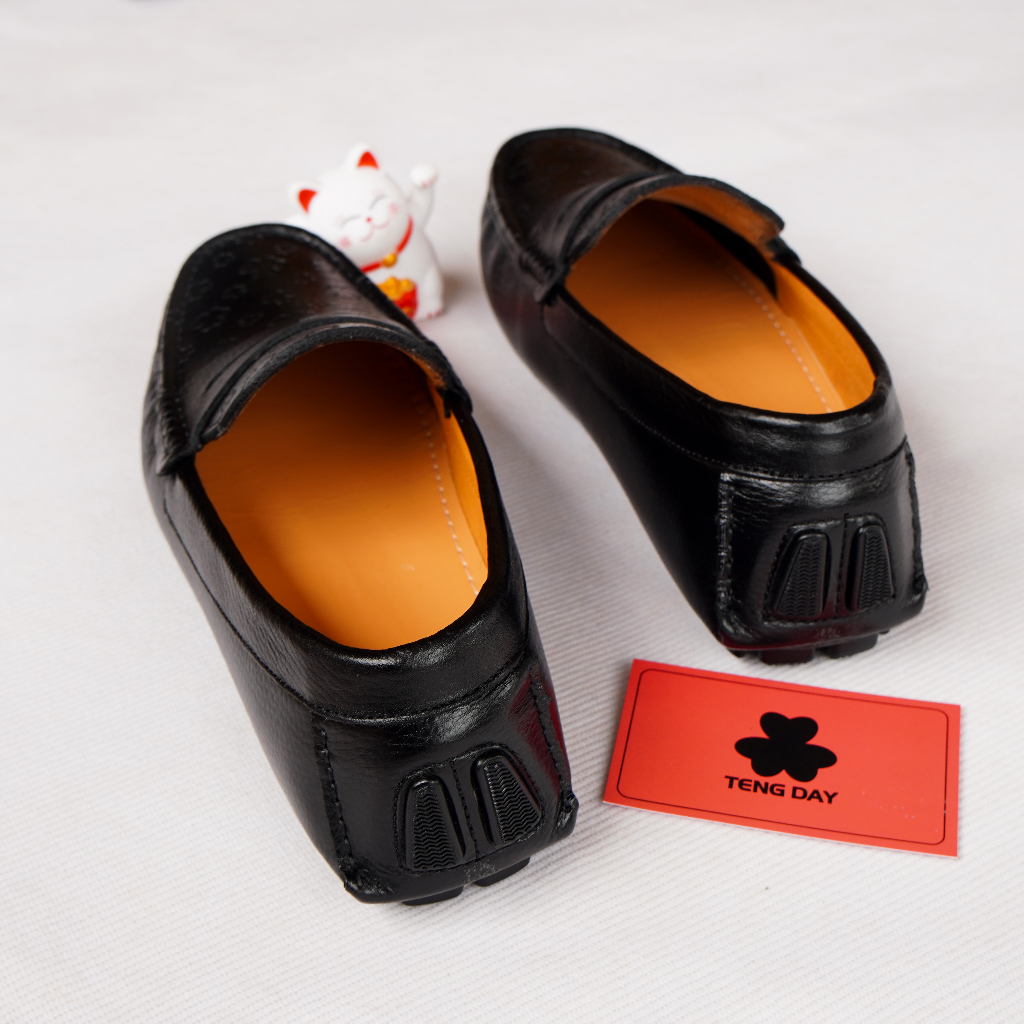 Giày Lười Nam Máy Đế Thời Trang - Đế Cao Su Da Bò Thật, Sang Trọng. Tengday Vietnam - Màu đen, nâu, xanh, vàng