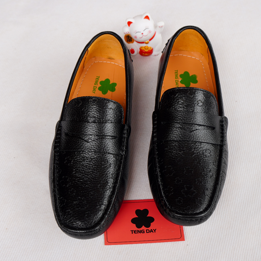 Giày Lười Nam Máy Đế Thời Trang - Đế Cao Su Da Bò Thật, Sang Trọng. Tengday Vietnam - Màu đen, nâu, xanh, vàng