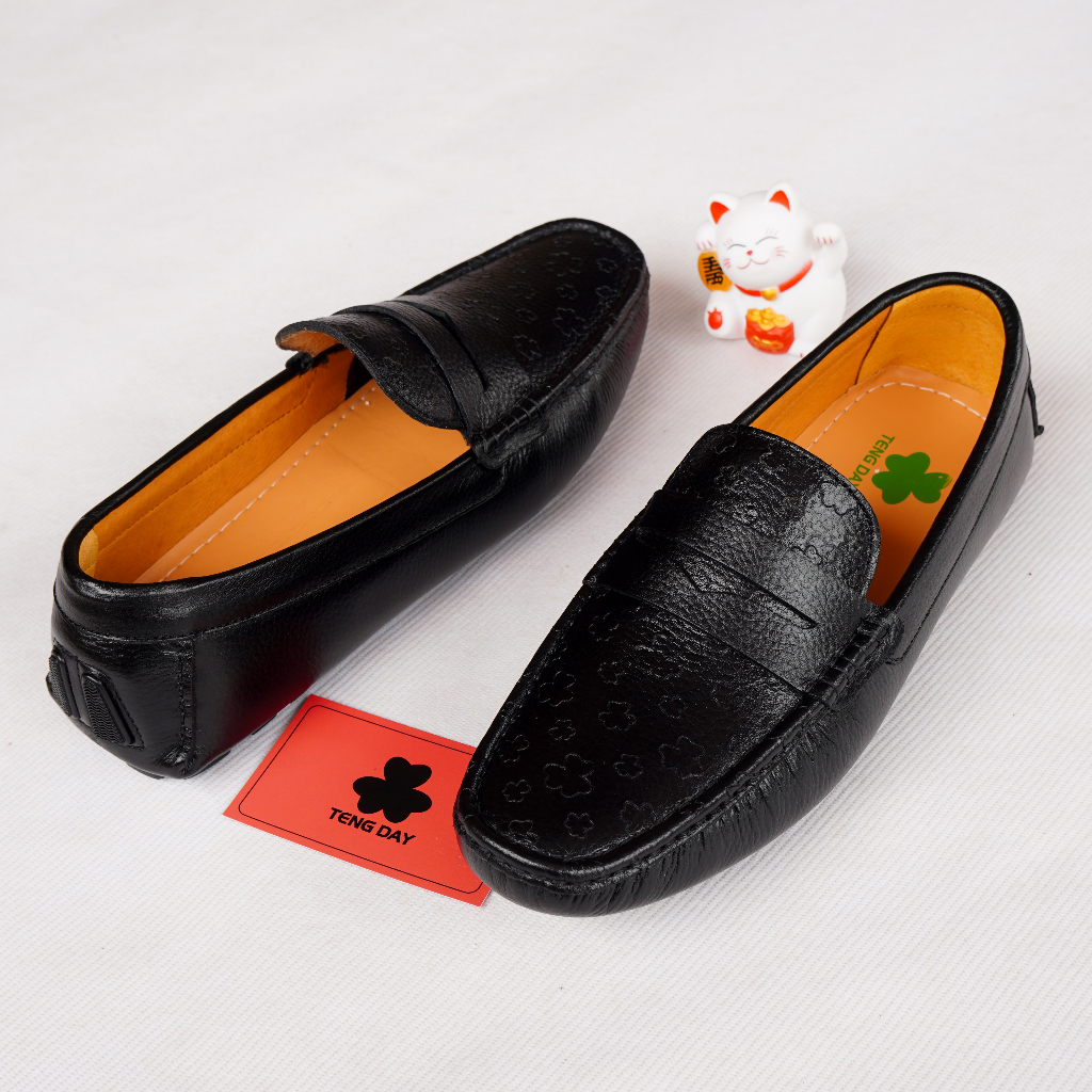Giày Lười Nam Máy Đế Thời Trang - Đế Cao Su Da Bò Thật, Sang Trọng. Tengday Vietnam - Màu đen, nâu, xanh, vàng
