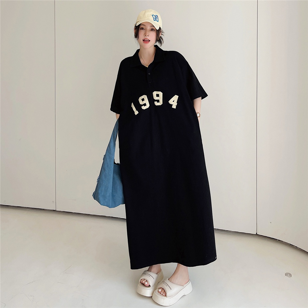 Đầm suông nữ cổ bẻ, váy polo dáng dài hoạ tiết 1994 basic freesize thời trang dạo phố sang chảnh