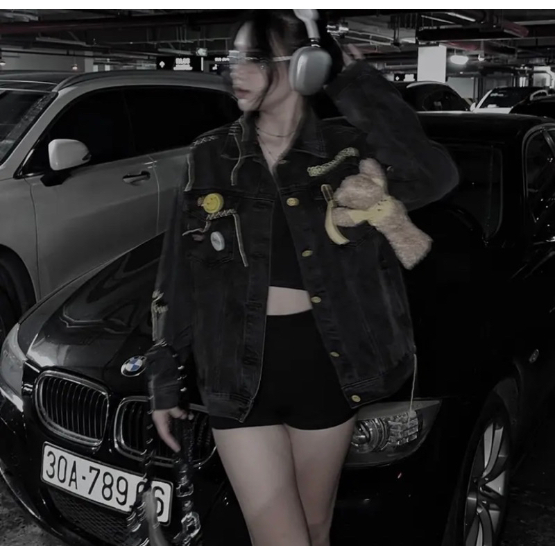 Áo khoác Denim bò 13DMZ mặt cười