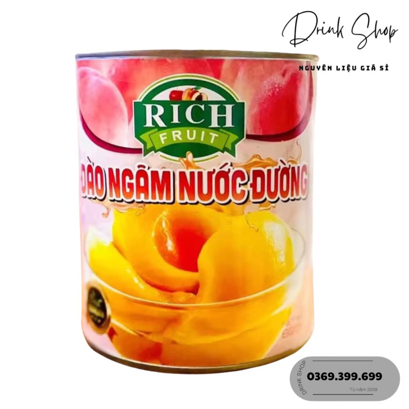 Đào Ngâm Nước Đường Rich - Hộp 825 gram