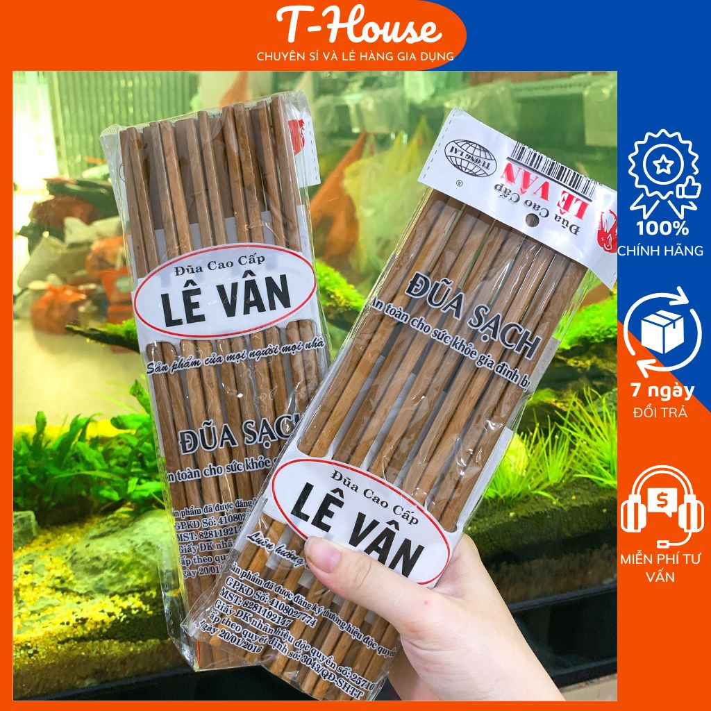 Combo 10 đôi đũa gỗ cao cấp LÊ VÂN