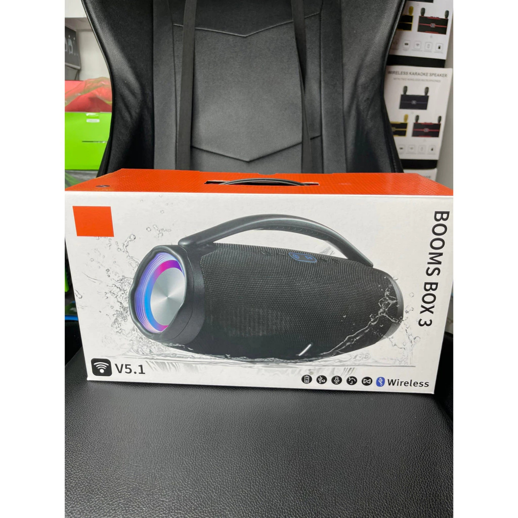 Loa Bluetooth Boombox 3 Có Đèn Led Thế Hệ Mới, Bass Cực Mạnh Âm Thanh Cực Đỉnh, Gọn Nhẹ, Tiện Lợi - BH 12 Tháng