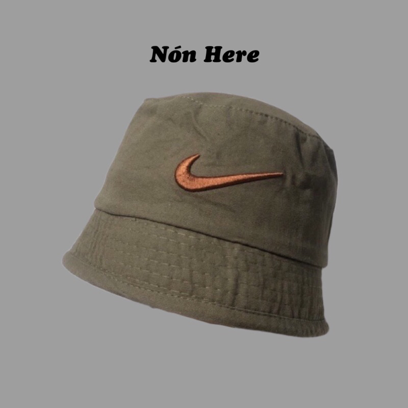 Nón bucket form cụp thêu móc nike - Nón nam/nữ