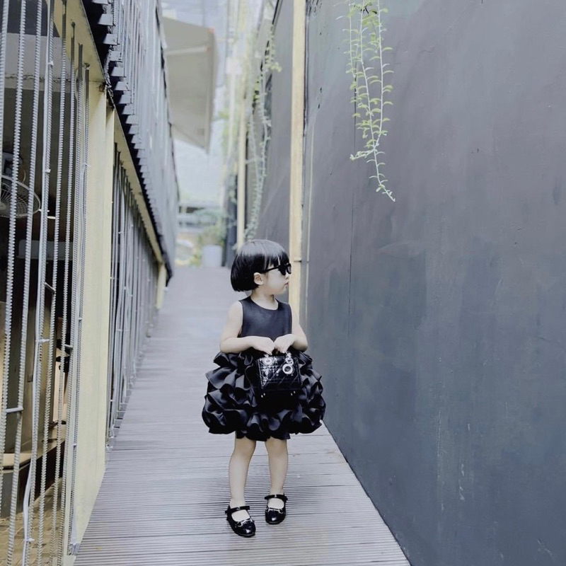 Đầm váy dự tiệc gấm tacta bồng bềnh cho bé gái 9-20kg